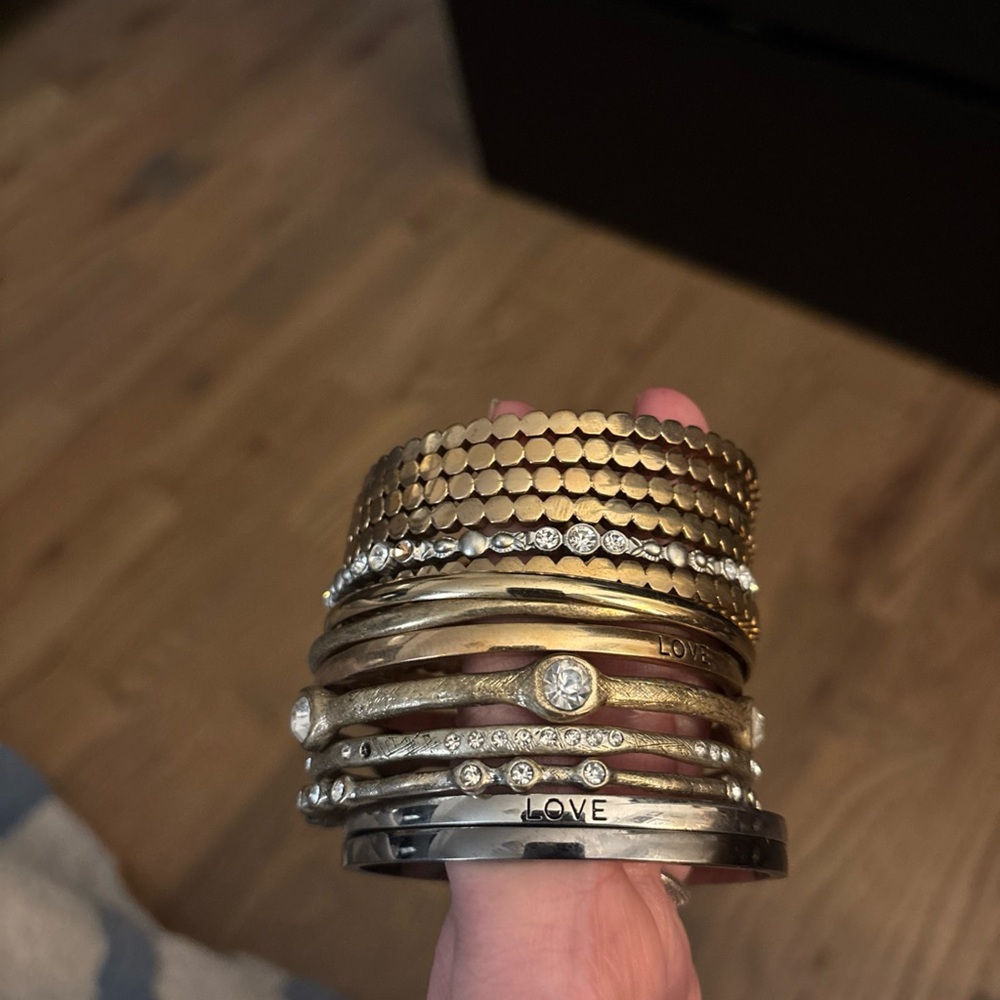 Set of 14 Forever 21 Gold and Silver Artisanal Bracelets